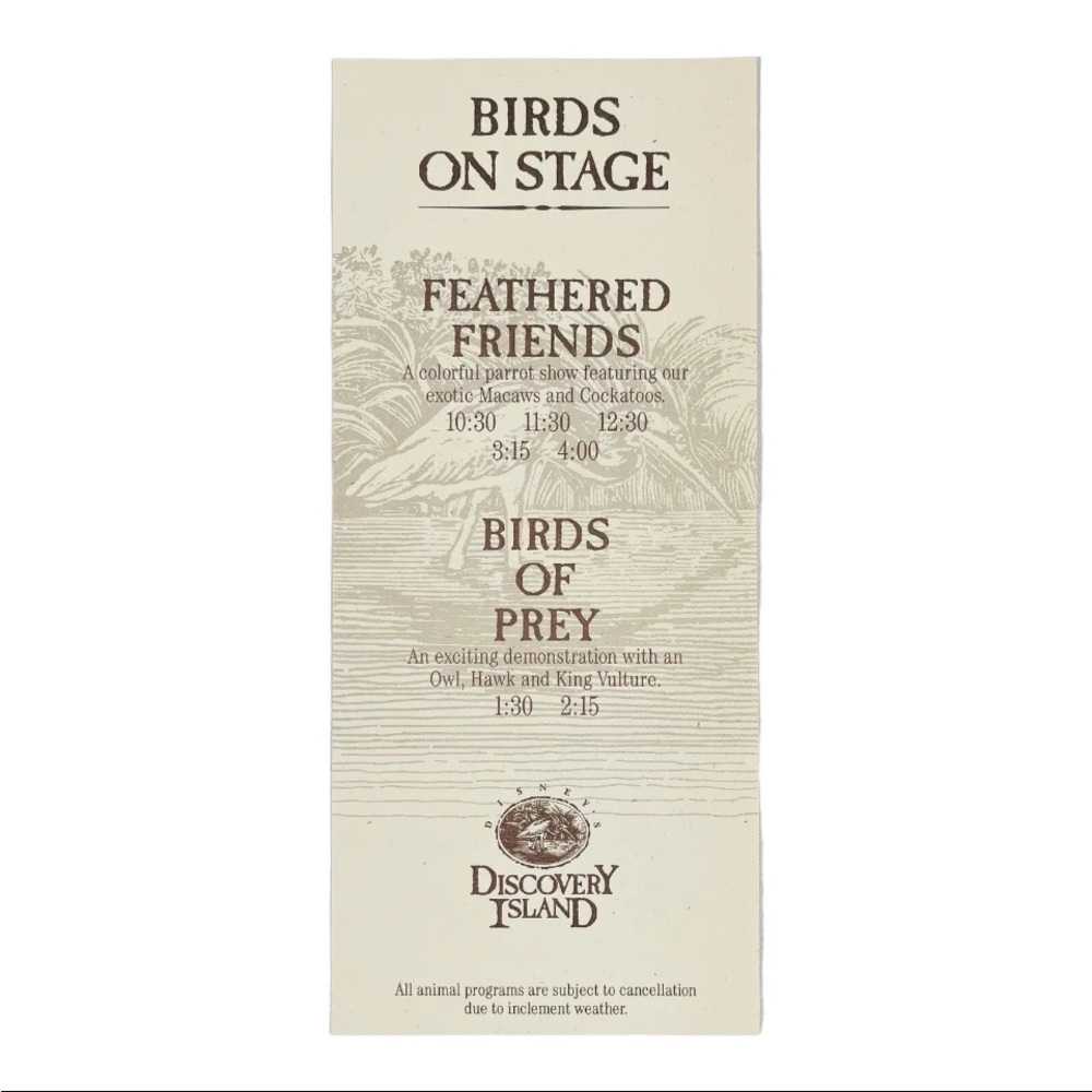 Disney dicovery island Birds of prey vintage flyer